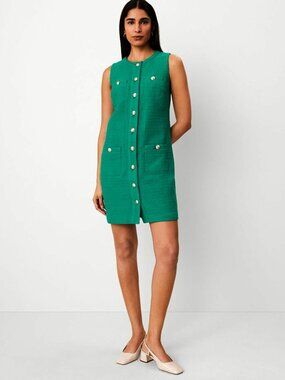 Ann Taylor Tweed Sheath Dress Shady Glade Green Size 4